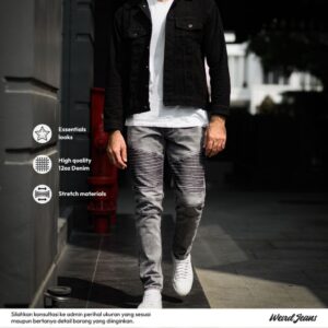Weird Jeans  - Biker Jeans Pure Grey - Celana Jeans Panjang Pria Stretch Polos Slimfit