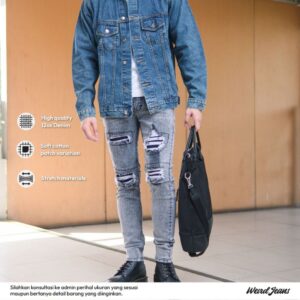 Weird Jeans - Silver Grey - Celana Panjang Jeans Denim Pria Slim Fit Strech