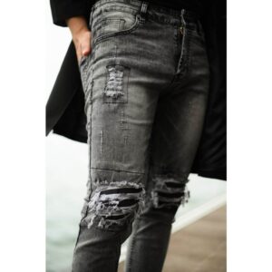 Weird Jeans - Ice Grey - Celana Jeans Panjang Pria Slimfit Strech Ripped
