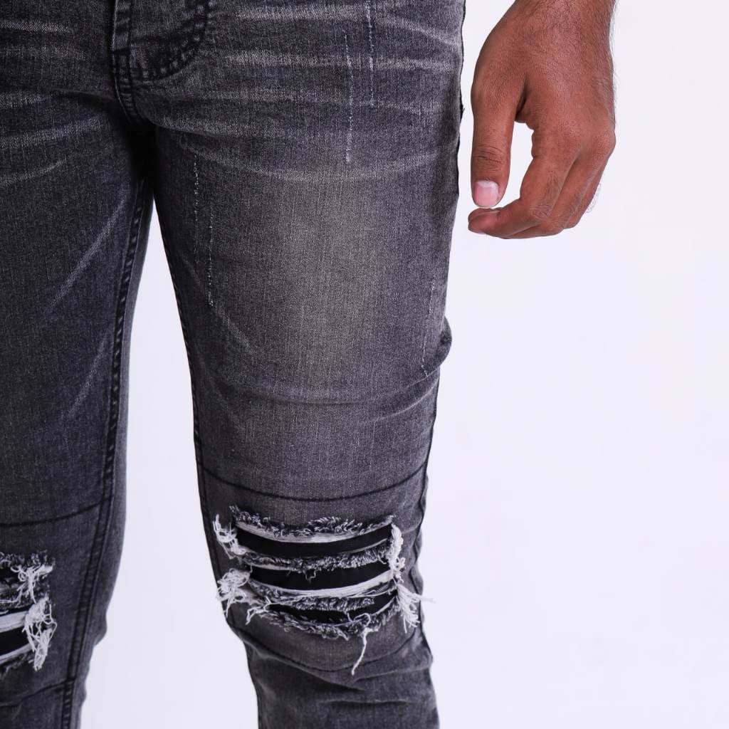 Weird Jeans - Ice Grey - Celana Jeans Panjang Pria Slimfit Strech Ripped - Image 6