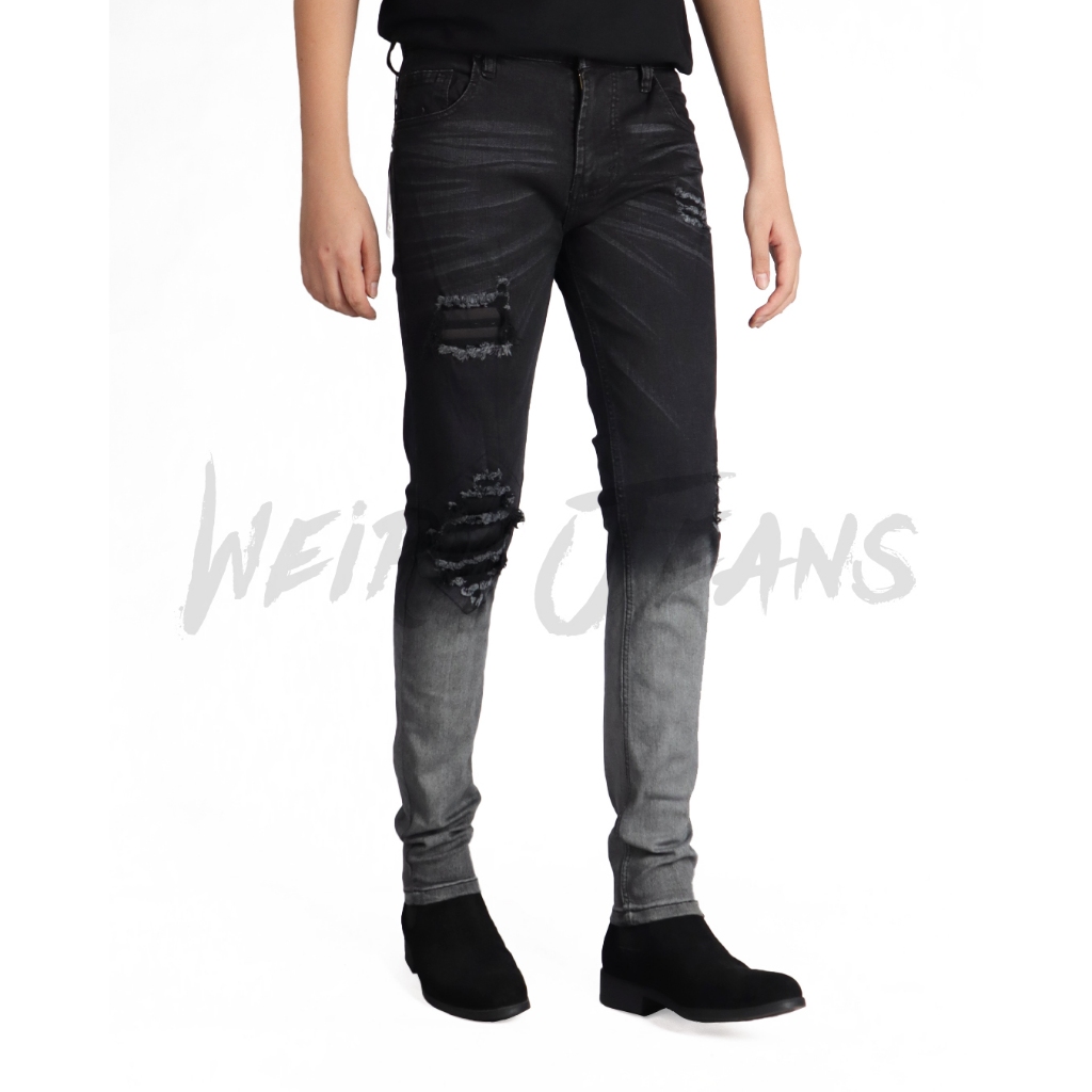 Weird Jeans - Black Aires - Celana Panjang Jeans Pria Slim Fit Strech Sobek Lentur - Image 7