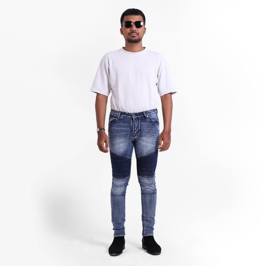 Weird Jeans - Biker Blue Ocean - Celana Jenas Denim Panjang Pria Slim Fit Strech Polos - Image 2