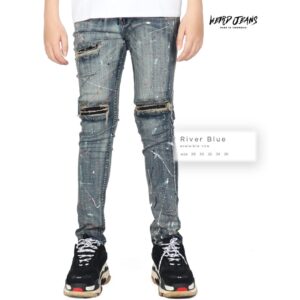 Weird Jeans - Limited Edition River Blue Splater Jeans - Celana Jeans Pria Skinny Slim Fit Ripped