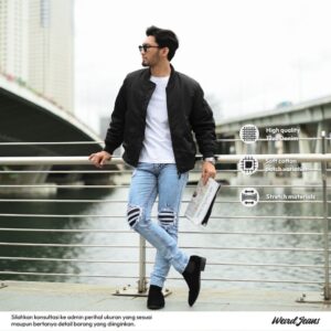 Weird Jeans - Broken Blue  - Celana Jeans Panjang Denim Pria Slim Fit Pria Stretch