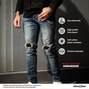 Weird Jeans - Blue Griss M25 Ripped - Celana Jeans Stretch Pria Slimfit Ripped Jeans