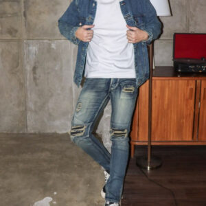 Weird Jeans - Zyn Blue - Celana Jeans Panjang Pria Slimfit Strech Ripped Tambal