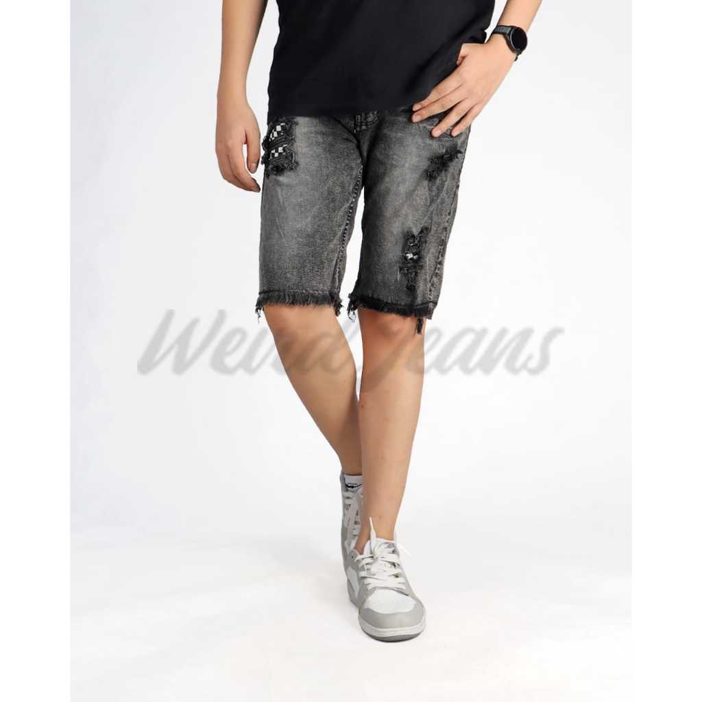Weird Jeans - Special Mid Grey - Celana Jeans Denim Pendek Pria Strech Ripped - Image 8