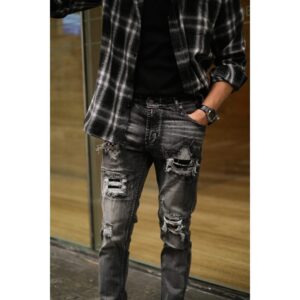 Weird Jeans - Grey Art - Celana Panjang Jeans Pria Bahan Strech Skinny Fit Ripped