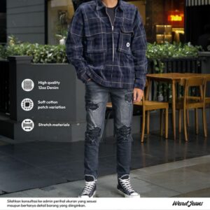 Weird Jeans - Kiev Grey - Celana Jeans Pria Panjang Slim Fit Strech Ripped