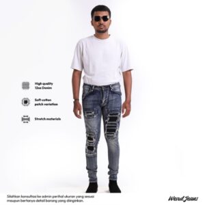 Weird Jeans - Blue Atom - Celana Panjang Jeans Pria Berbahan Strech Slim Fit Ripped