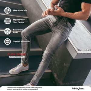 Weird Jeans - Chalk Grey - Celana Jeans Denim Panjang Pria Slim Fit Strech Nyaman
