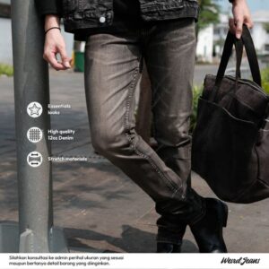 Weird Jeans - Dalton No Ripped - Celana Jeans Panjang Denim Pria Slim Fit Polos Tanpa Sobek Fading Whisker