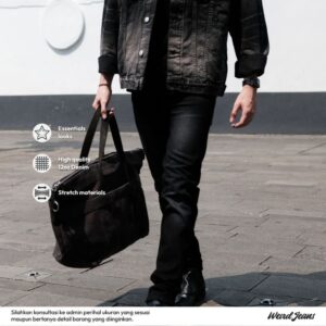 Weird Jeans - Emery Black - Celana Jeans Panjang Denim Pria Slim Fit Strech Warna Hitam Fading Whisker Polos Tanpa Ripped
