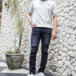 Weird Jeans - Black Orleans - Celana Jeans Panjang Denim Pria Skinny Fit Strech Ripped Nyaman