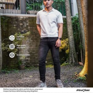 Weird Jeans - Black Rush - Celana Jeans Panjang Pria Slim Fit Strech Leather Warna Hitam
