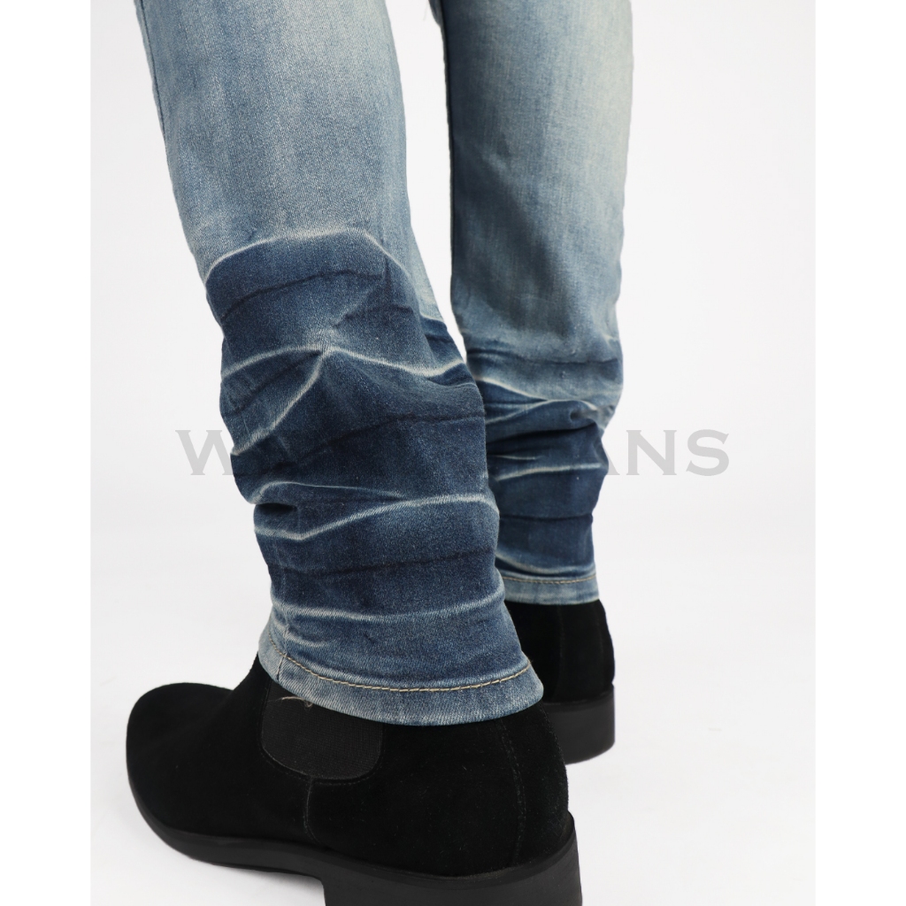 Weird Jeans - Henley Blue - Celana Jeans Panjang Pria Slimfit Ripped Sobek Tambal Nyaman Patch Leather - Image 3