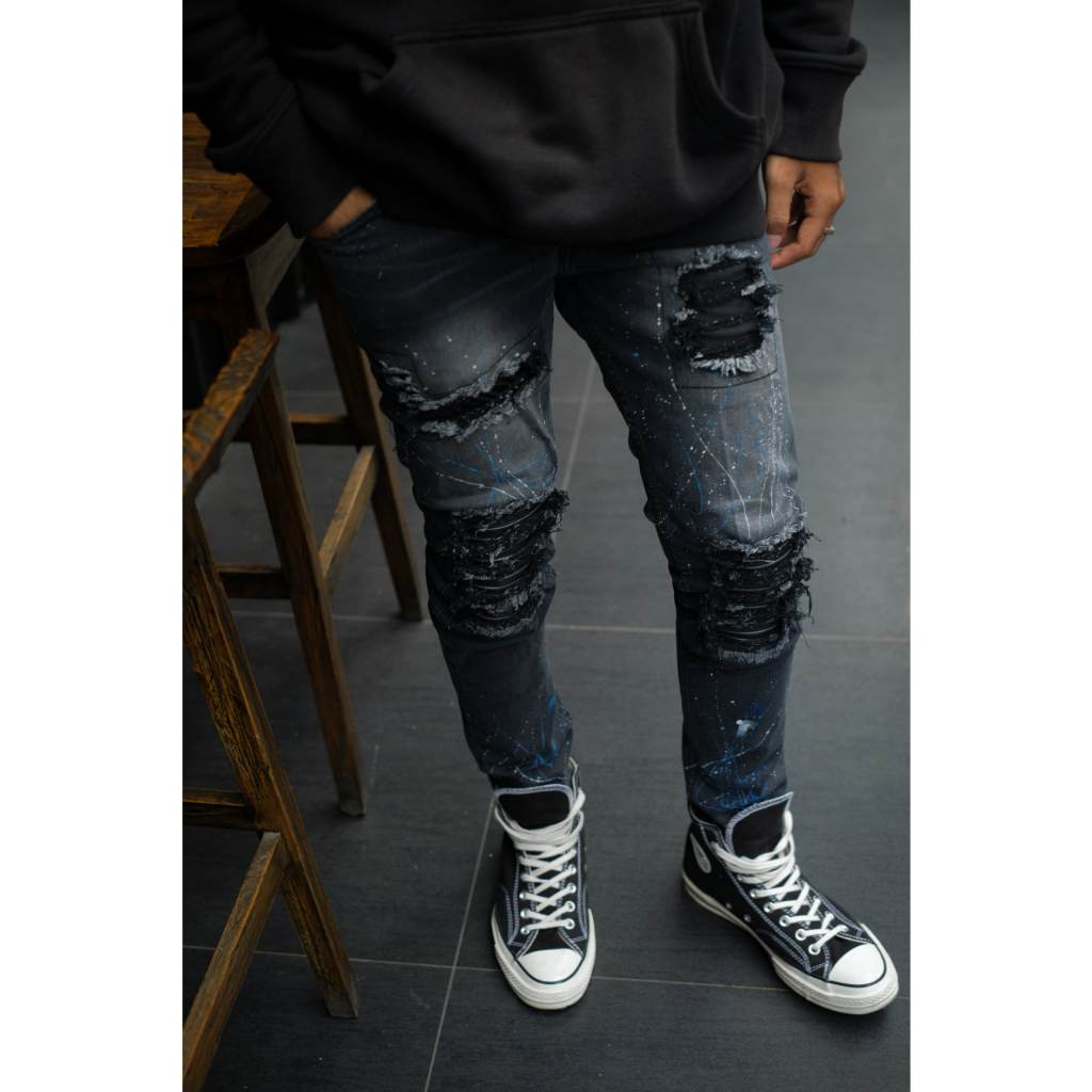 Weird Jeans - Denver Limited Splatter Black - Celana Jeans Panjang Pria Skinny Fit Strech Ripped - Image 2