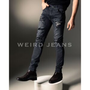 Weird Jeans - Ohio Black - Celana Jeans Panjang Denim Pria Slim Fit Strech Ripped Patch Nyaman