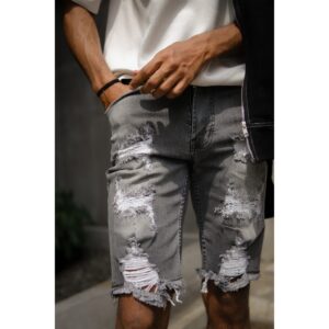 Weird Jeans - Xander Grey - Celana Jeans Pendek Pria  Ripped Skinny Fit Nyaman Keren Trendy