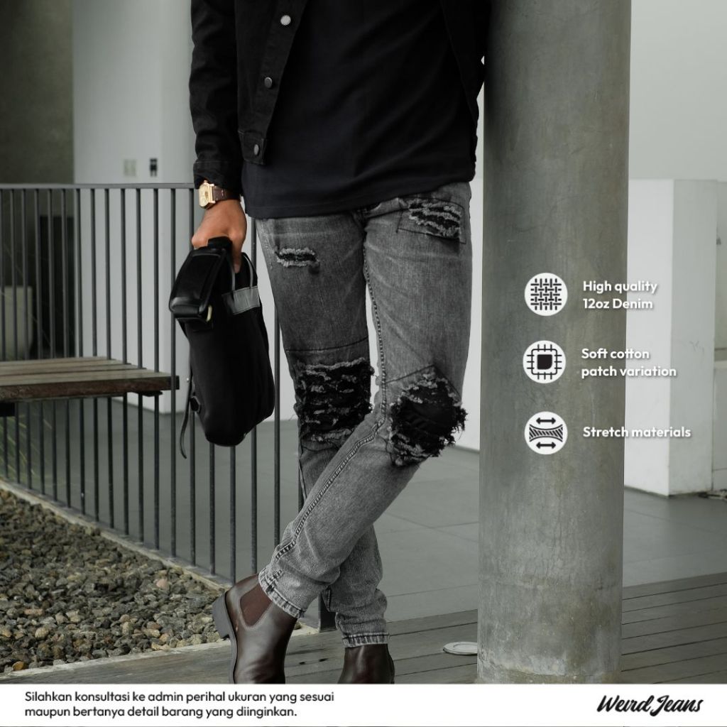 Weird Jeans - Rennes Grey - Celana Jeans Panjang Pria Strech Nyaman Slim Fit