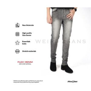 Weird Jeans - Ford Grey - Celana Jeans Panjang Pria Slim Fit Strech Celana Jeans Polos Warna Abu-Abu