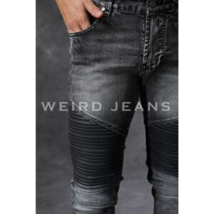 Weird Jeans - Biker Aqua grey - Celana Jeans Denim Panjang Pria Slim Fit Strech Warna Abu-Abu
