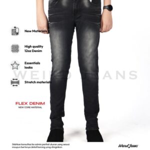 Weird Jeans - Baldwin Grey - Celana Jeans Panjang Pria Slim Fit Strech Tanpa Sobek Polos Warna Abu-Abu