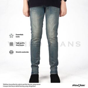 Weird Jeans - Dusty Blue - Celana Jeans Panjang Pria Slim Fit Strech Polos Tanpa Ripped Warna Biru