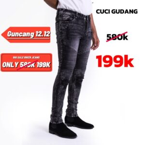 Jeans Cuci Gudang Biker Slim Fit Guncang 12.12