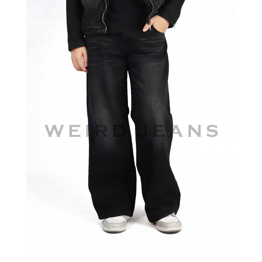 Weird Jeans - Baggy Jeans Noir Black - Celana Jeans Baggy Panjang Pria Non Strech Warna Hitam - Image 3