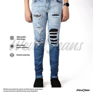 Weird Jeans - Classic Blue - Celana Jeans Panjang Pria Slim Fit Strech Nyaman Ripped