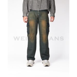 Weird Jeans - Cargo Loose Fit Vintage Grind - Celana Jeans Panjang Pria Loose Fit Non Strech Warna Biru Unik
