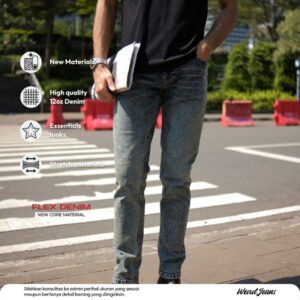 Weird Jeans - Space Blue - Celana Jeans Denim Panjang Pria Strech Polos Warna Biru Unik Nyaman