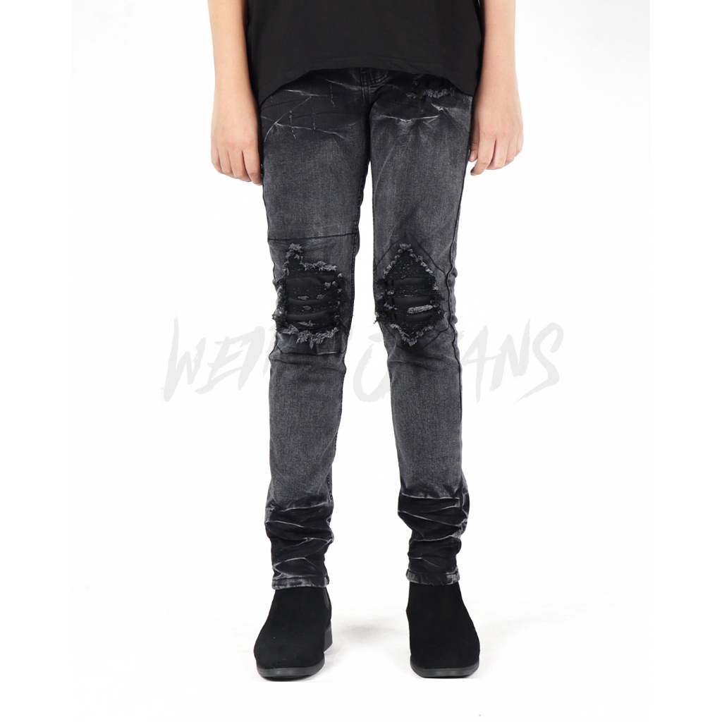 Weird Jeans - Venom Black - Celana Jeans Panjang Pria Warna Hitam Ripped Patch Skinny Fit Strech Nyaman Elegant - Image 9