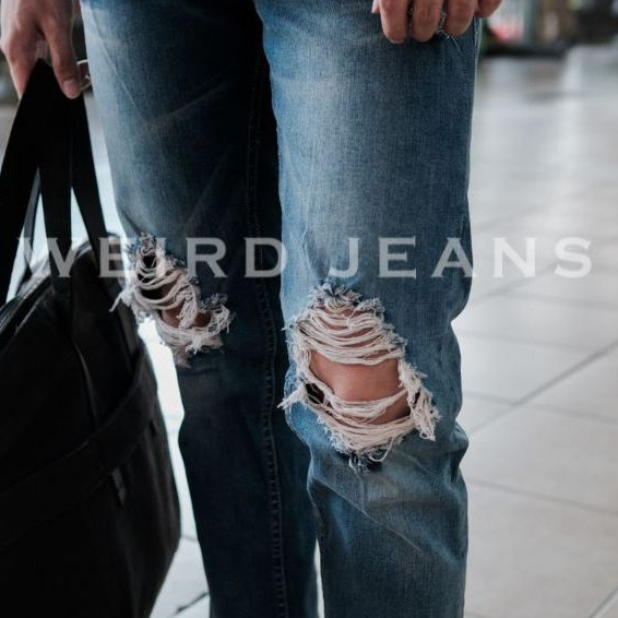 Weird Jeans - Varcity Blue - Celana Jeans Panjang Denim Pria Slim Fit Strech Ripped Fading Whisker - Image 3