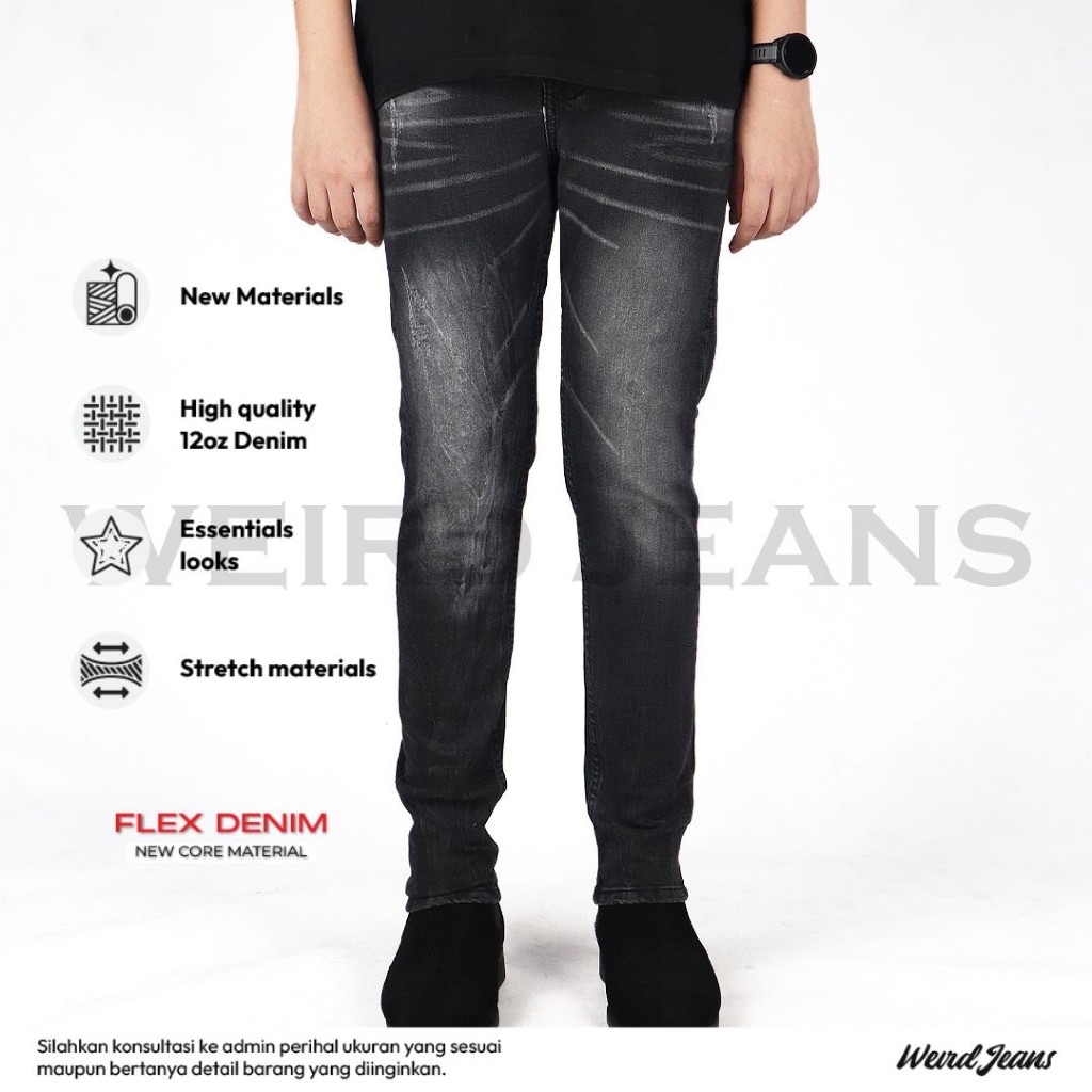 Weird Jeans - Vusion Grey - Celana Jeans Panjang Pria Slim Fit Strech Polos Nyaman