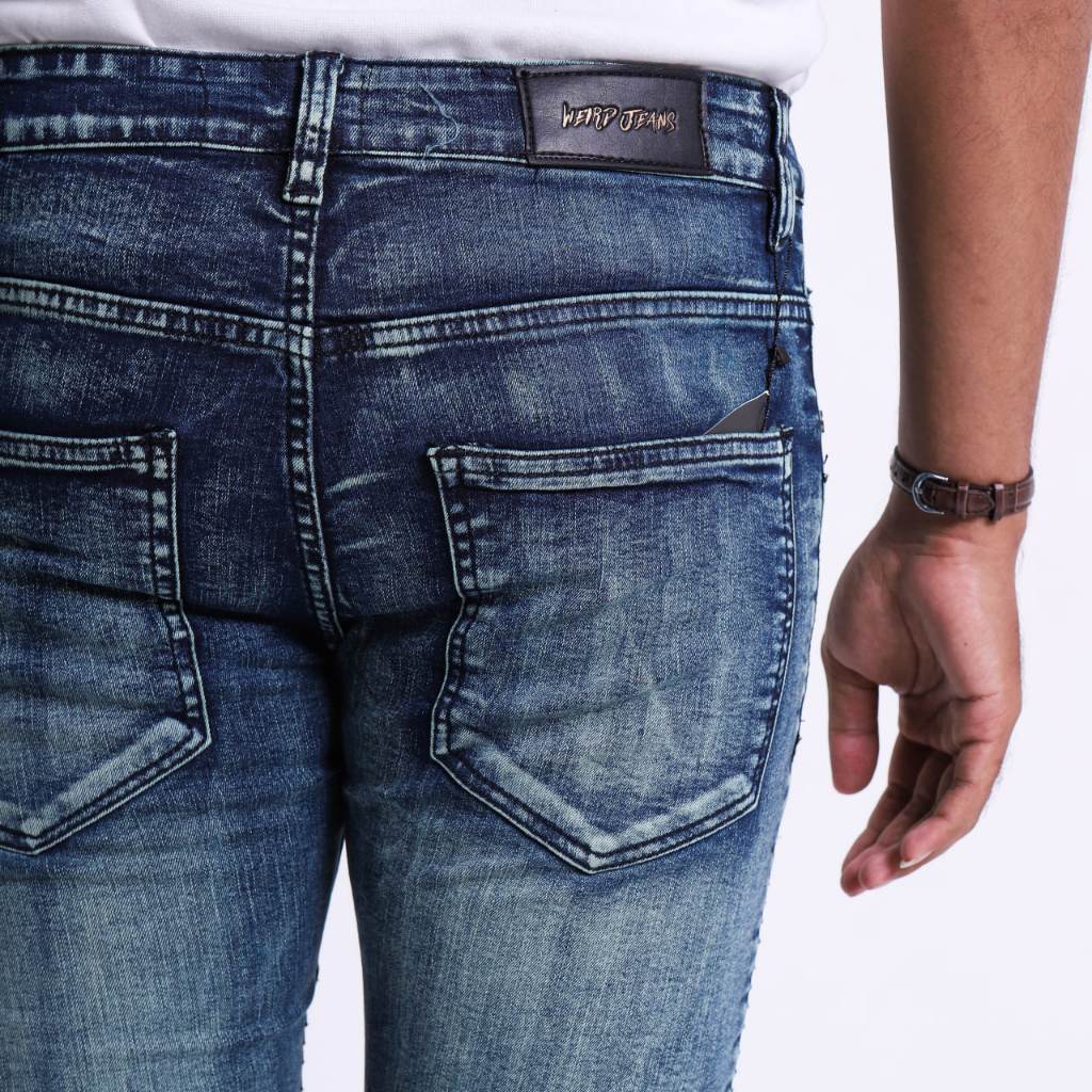 Weird Jeans - Biker Blue Indigo - Celana Biker Jeans Panjang Pria Skinny Slimfit Bahan Strech Denim - Image 9