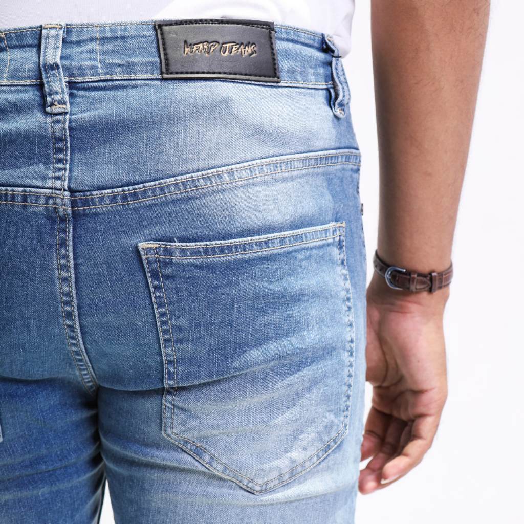 Weird Jeans - Blue modry A08 - Celana Jeans Panjang Pria Slimfit Ripped Jeans - Image 9