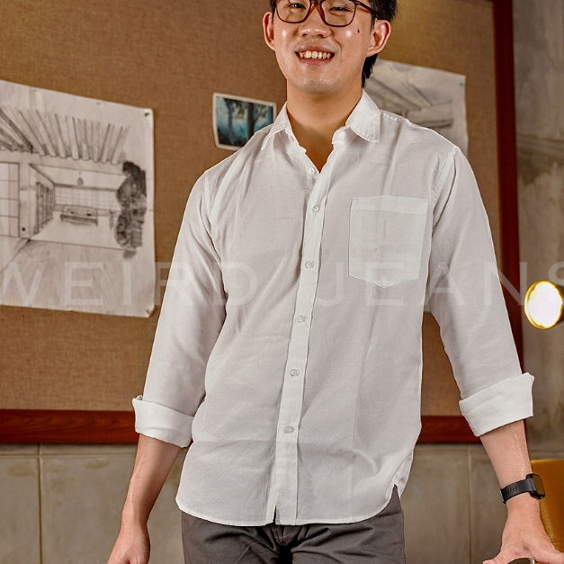 Weird Jeans - Kemeja Polos Warna Hitam Putih Navy Lengan Panjang Pria Formal Basic Shirt Baju Casual Elgant - Image 3