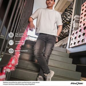 Weird Jeans  - Cargo Rodrick Grey  - Celana Jeans Cargo Panjang Pria Slim Fit Strech Warna Abu-Abu Polos