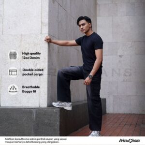 Weird Jeans - Baggy Jeans Percy - Celana Jeans Cargo Baggy Panjang Pria Non Strech  Warna Hitam