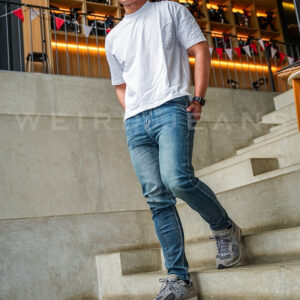 Weird Jeans - Damian Blue - Celana Jeans Panjang Pria Slim Fit Strech Polos Tanpa Ripped Warna Biru Nyaman