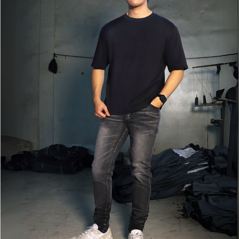 Weird Jeans - Alexy Grey - Celana Jeans Panjang Denim Pria Slim Fit Strech Warna Grey Fading Whisker Polos Tanpa Ripped - Image 2