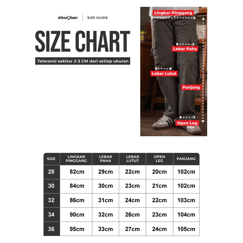 Weird Jeans - Celana Cargo Chinos Panjang Casual Pria Dark Grey Beige Non Strech - Image 10