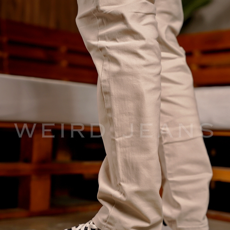 Weird Jeans - Celana Chinos Warna Abu Abu Cream Bahan Panjang Pria Straight Fit Strech Elgant - Image 9
