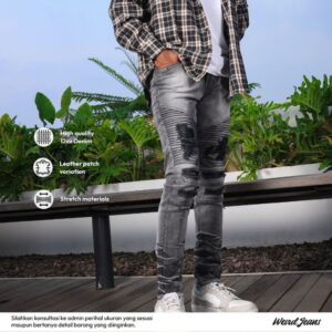 Weird Jeans - Biker Jeans Rockford Black - Celana Jeans Panjang Biker Pria Slimfit Ripped Jeans Stretch