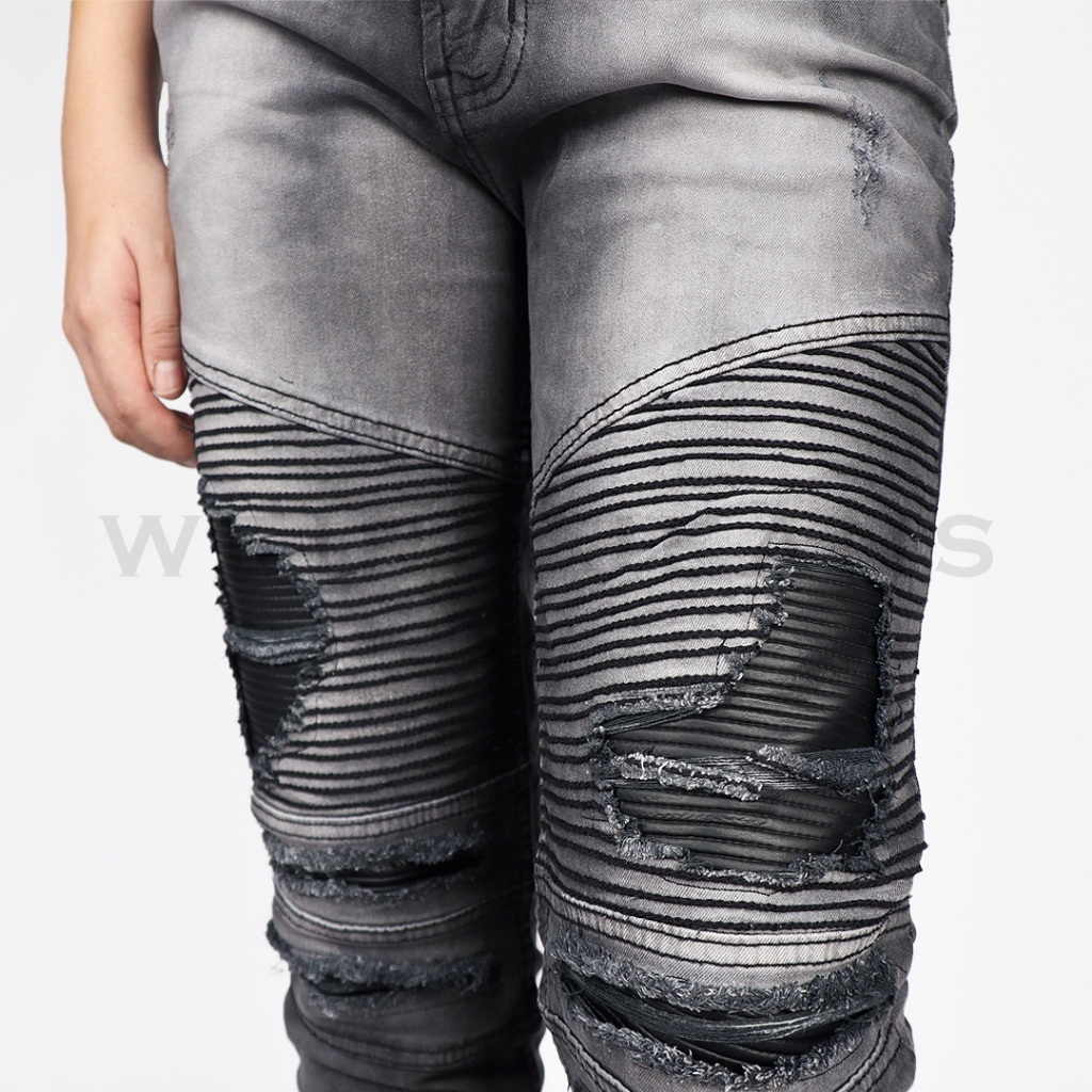 Weird Jeans - Biker Jeans Rockford Black - Celana Jeans Panjang Biker Pria Slimfit Ripped Jeans Stretch - Image 8