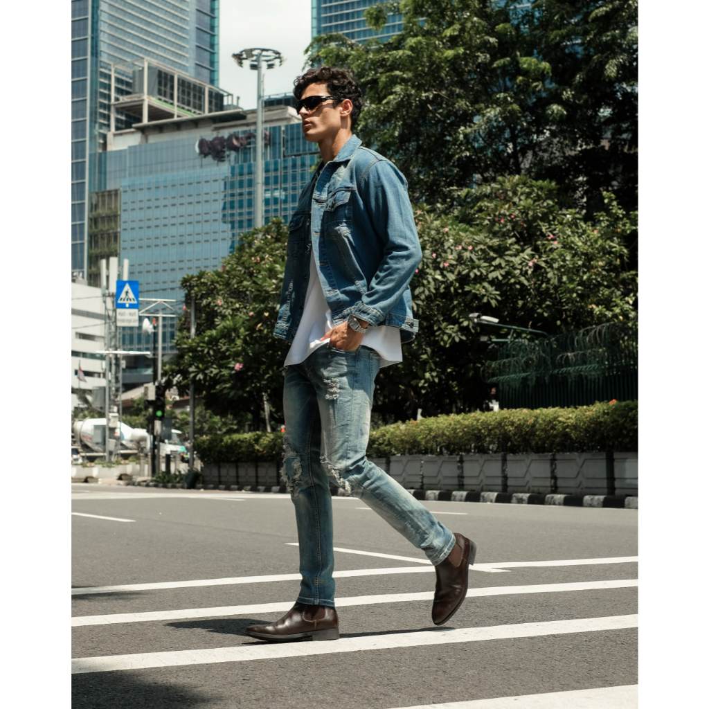 Weird Jeans - Blue Sky Ripped - Celana Jeans Panjang Pria Slimfit Ripped Jeans Stretch - Image 2