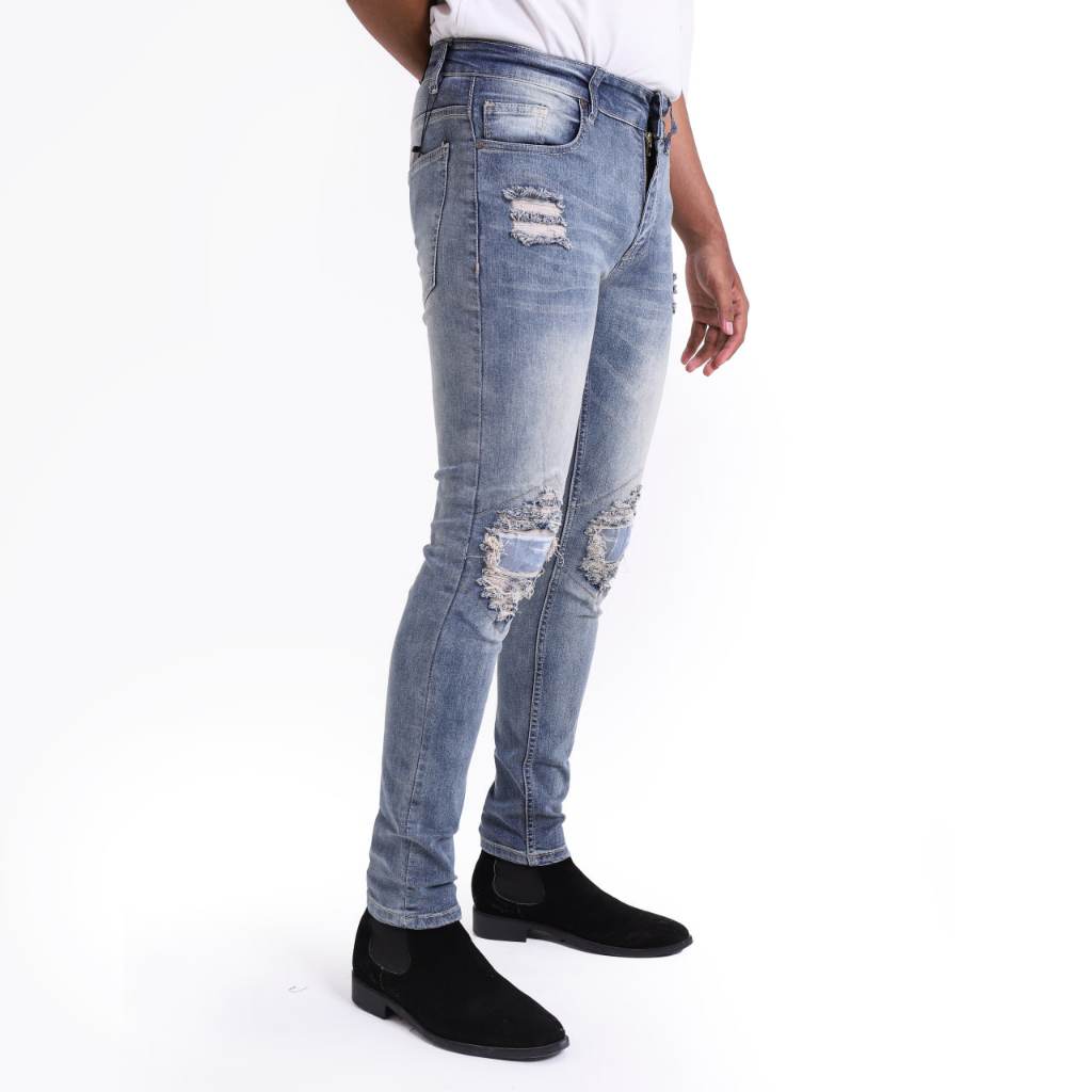 Weird Jeans - Blue Sky Ripped - Celana Jeans Panjang Pria Slimfit Ripped Jeans Stretch - Image 6