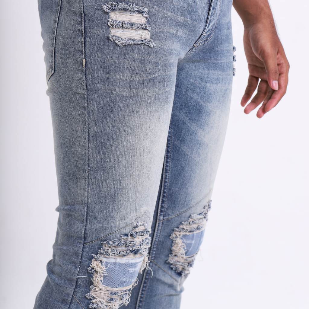 Weird Jeans - Blue Sky Ripped - Celana Jeans Panjang Pria Slimfit Ripped Jeans Stretch - Image 7